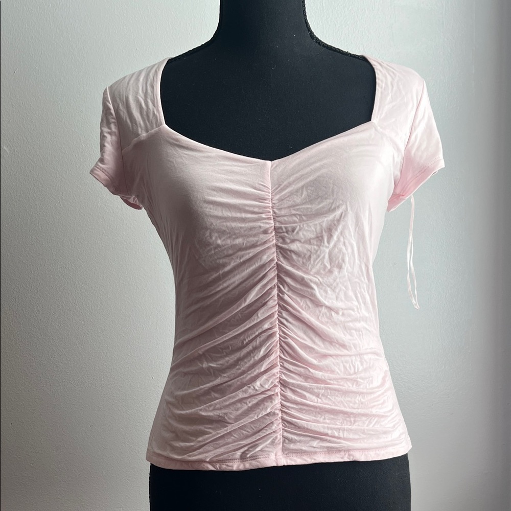Guess Soft Pink Ruched Blouse Top
